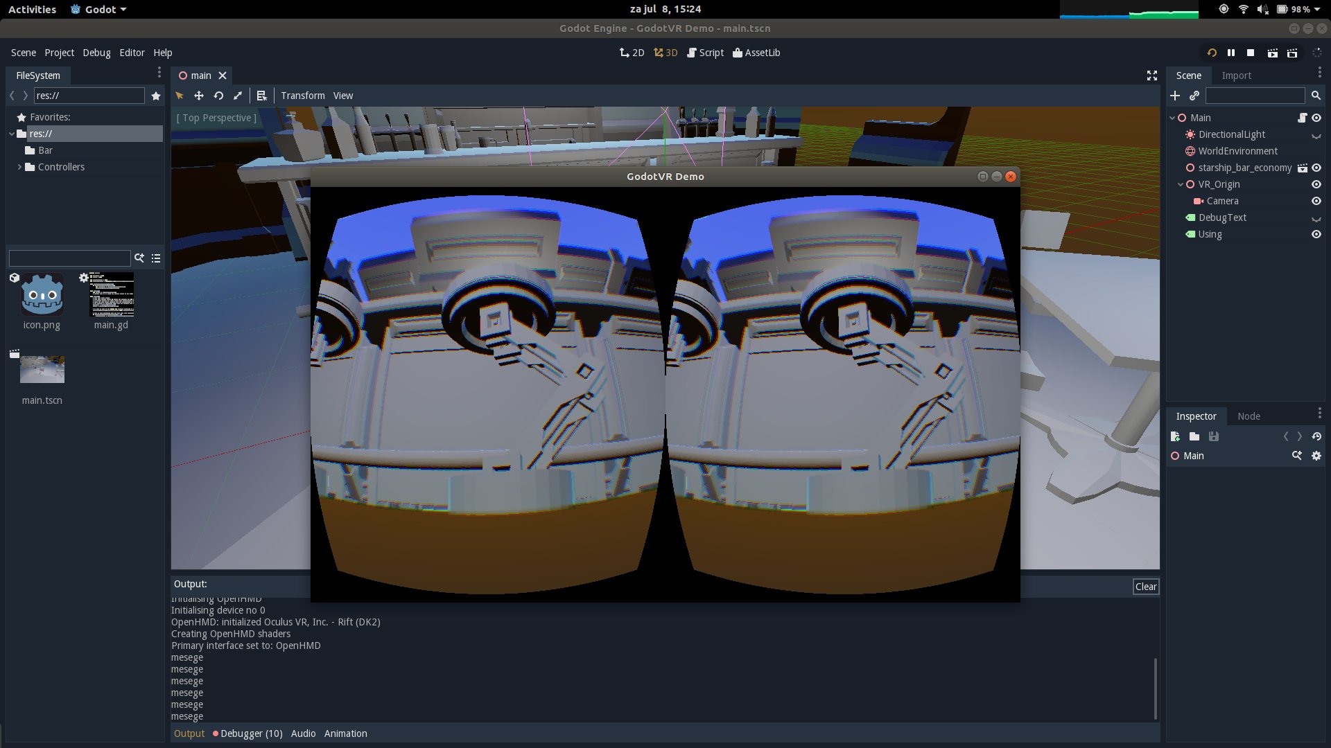 Godot engine with OpenHMD support